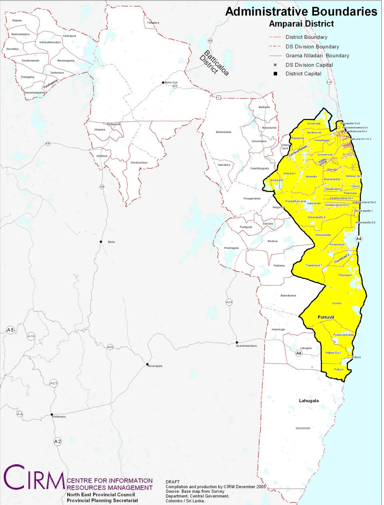 Amparai district 1911: The areas shaded in yellow are the Tamil speaking areas. This region at the time was over 99% Tamil speaking (population >58,000). The unshaded areas of the district are predominantly Sinhala speaking (population <4000).